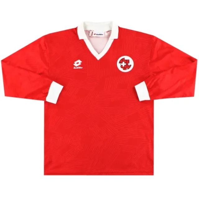 1994-96 Switzerland Lotto Home Shirt L/S L - Switzerland / Excellent / Large