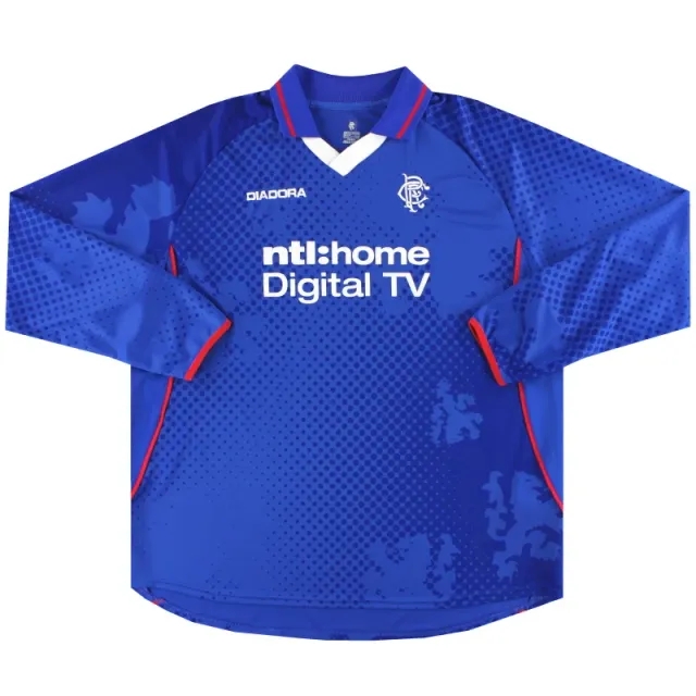 2002-03 Rangers Diadora Home Shirt L/S *Mint* XXL - Rangers / Mint / XXL