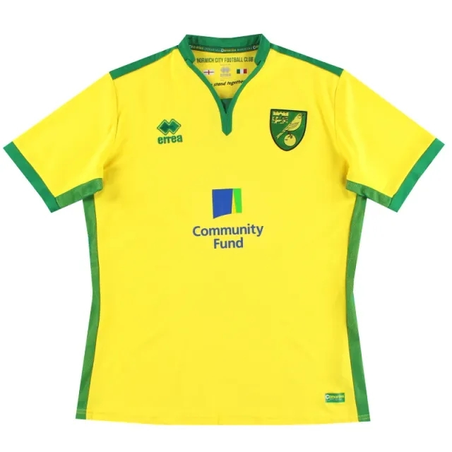 2016-17 Norwich City Errea Home Shirt L - Norwich City / Excellent / Large