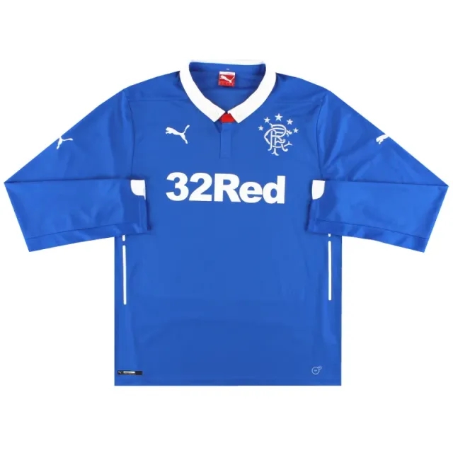 2014-15 Rangers Puma Home Shirt L/S L - Rangers / Excellent / Large