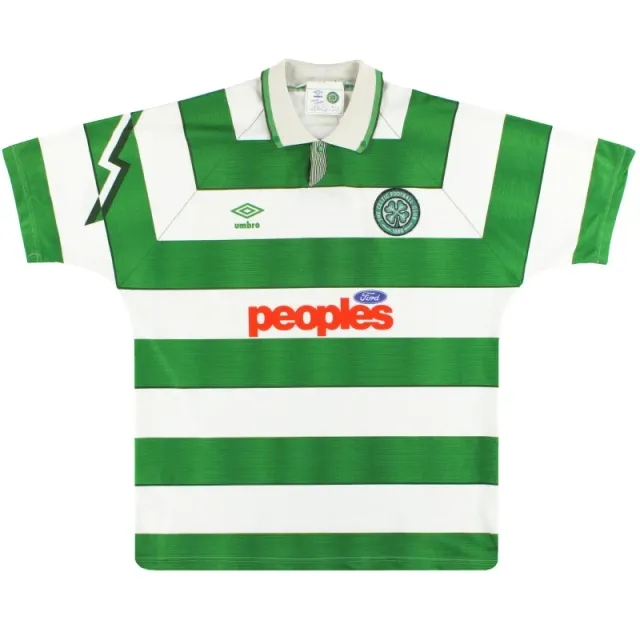 1991-92 Celtic Umbro Home Shirt L - Celtic / Excellent / Large