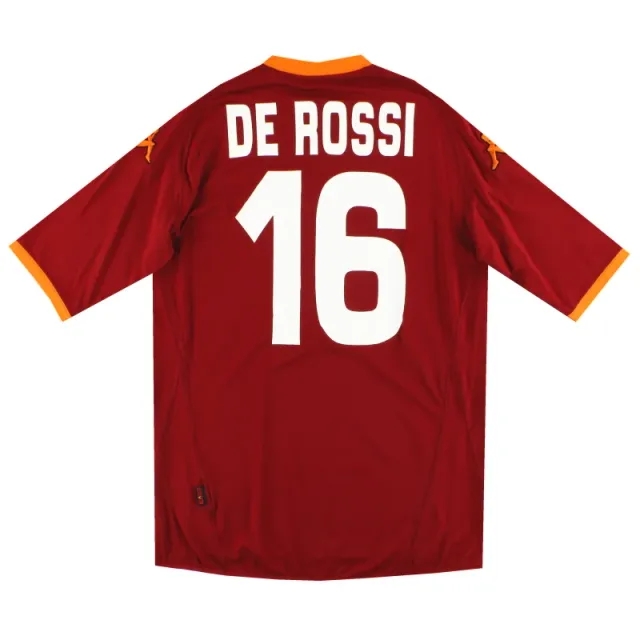 2007-08 Roma Kappa Home Shirt De Rossi #16 *As New* XXL - Roma / As New / XXL