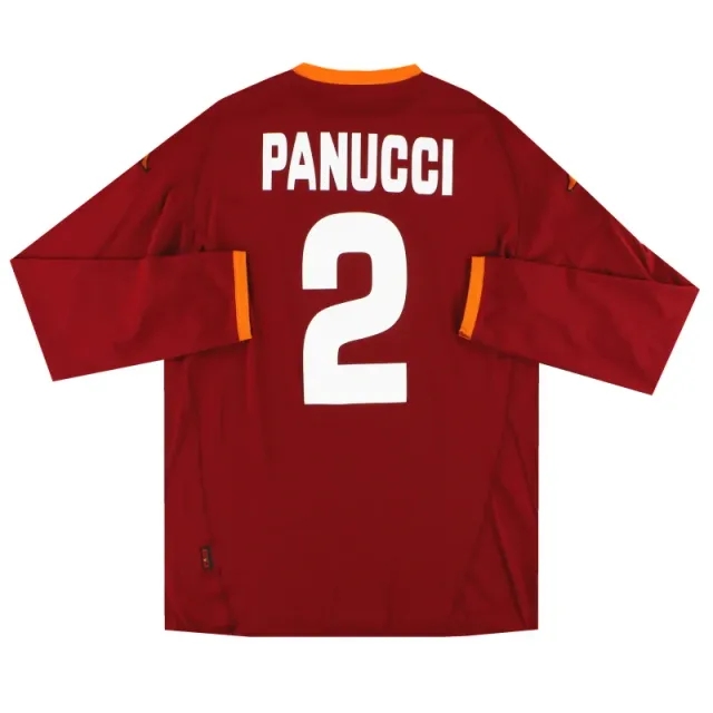 2007-08 Roma Kappa PI Home Shirt De Panucci #2 L/S *As New* XXL - Roma / As New / XXL