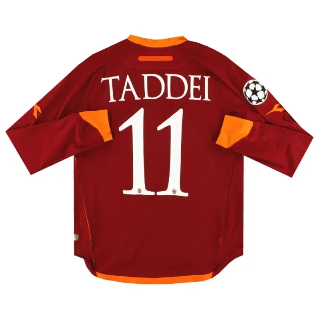 2006-07 Roma Diadora CL Home Shirt Taddei #11 L/S *As New* L - Roma / As New / Large