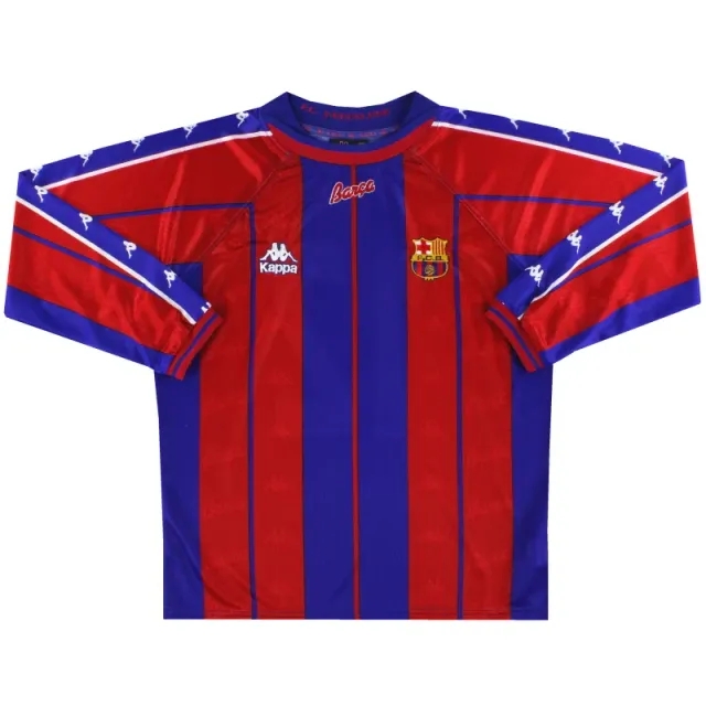 1997-98 Barcelona Kappa Match Issue Home Shirt L/S #12 S - Barcelona / Excellent / Small