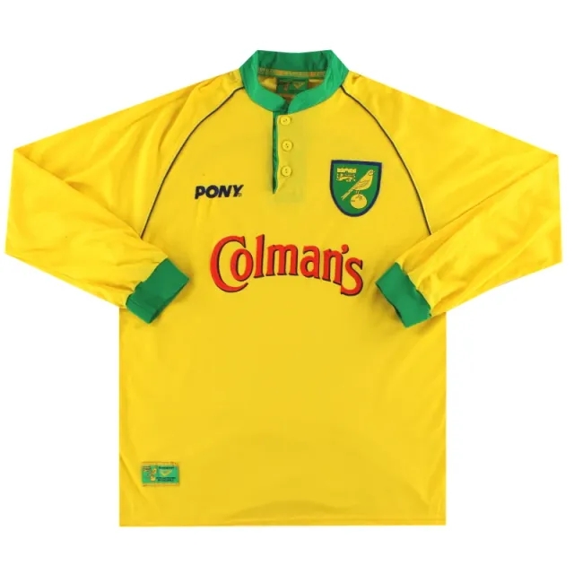 1997-99 Norwich City Home Shirt L/S *Mint* L - Norwich City / Mint / Large