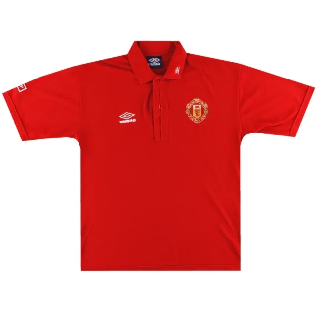 1998-99 Manchester United Umbro Polo Shirt L - Manchester United / Excellent / Large