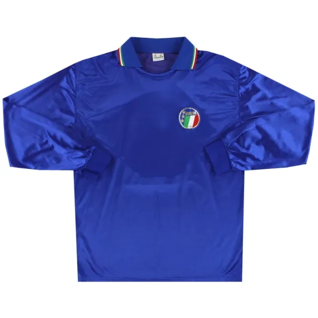 1986-90 Italy Diadora Player Issue Home Shirt #8 L/S L - Italy / Excellent / Large