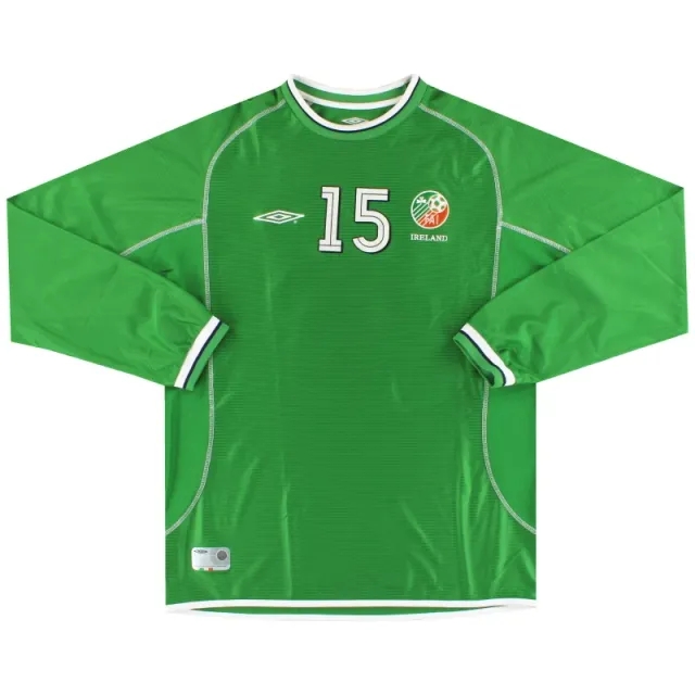 2001-02 Ireland Umnro Match Issue Home Shirt #15 L/S XL - Ireland / Excellent / XL