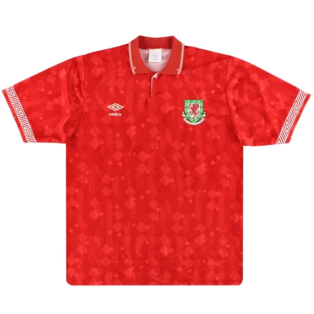 1990-92 Wales Umbro Home Shirt L - Wales / Excellent / Large