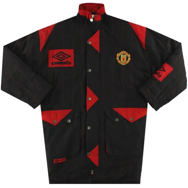 1992-93 Manchester United Umbro Padded Bench Coat S - Manchester United / Very Good / Small
