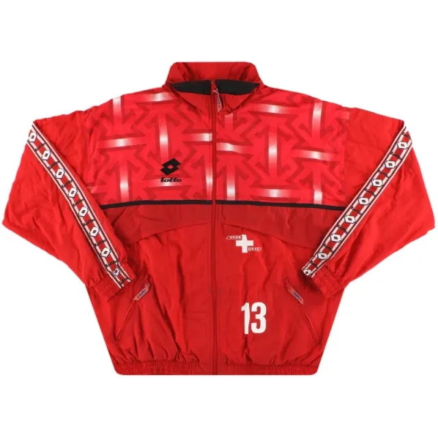 1992-93 Switzerland Lotto Player Issue Track Jacket #13 XXL - Switzerland / Excellent / XXL