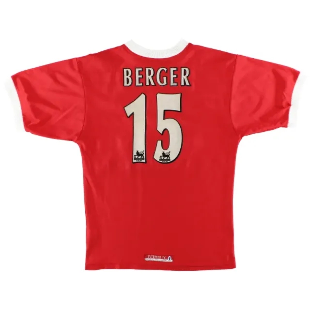 1998-00 Liverpool Reebok Home Shirt Berger #15 S - Liverpool / Excellent / Small