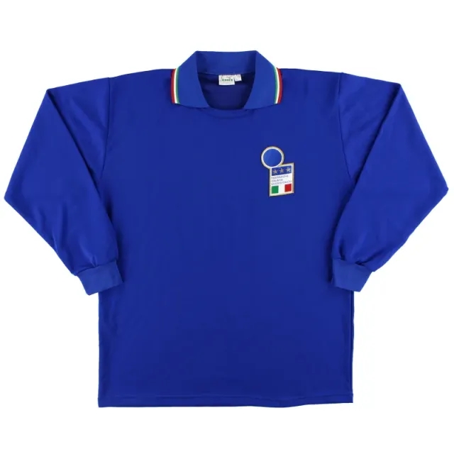 1986-90 Italy Diadora Player Issue Home Shirt #16 L/S L - Italy / Excellent / Large