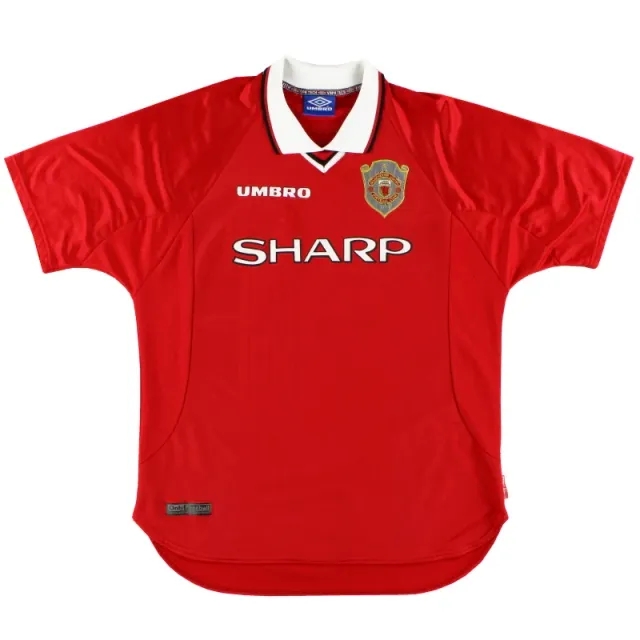 1997-00 Manchester United Umbro Champions League Home Shirt L - Manchester United / Very Good / Large