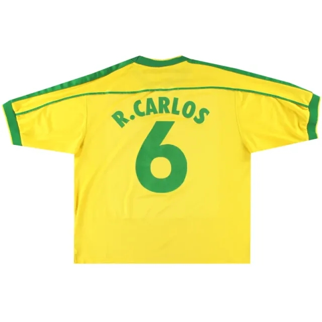 1998-00 Brazil Nike Home Shirt R.Carlos #6 XXL - Brazil / Excellent / XXL