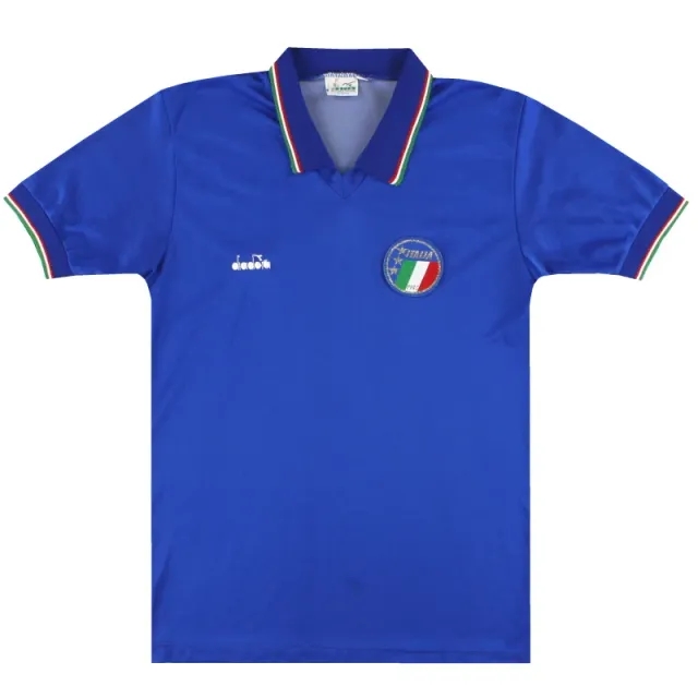 1986-90 Italy Diadora Home Shirt M - Italy / Excellent / Medium