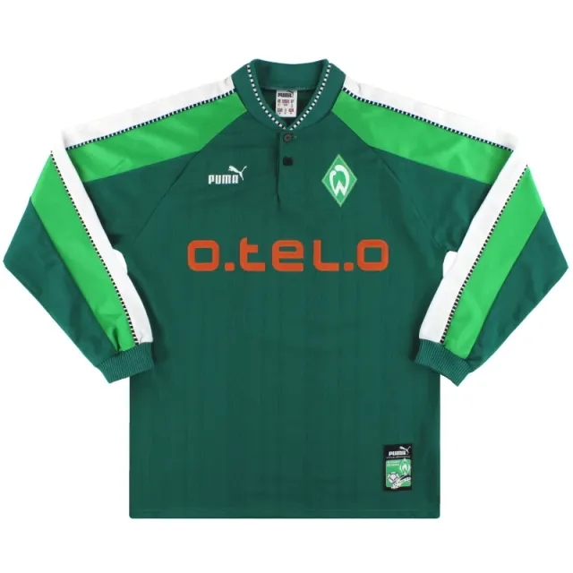 1997-99 Werder Bremen Puma Home Shirt L/S *Mint* M - Werder Bremen / Mint / Medium