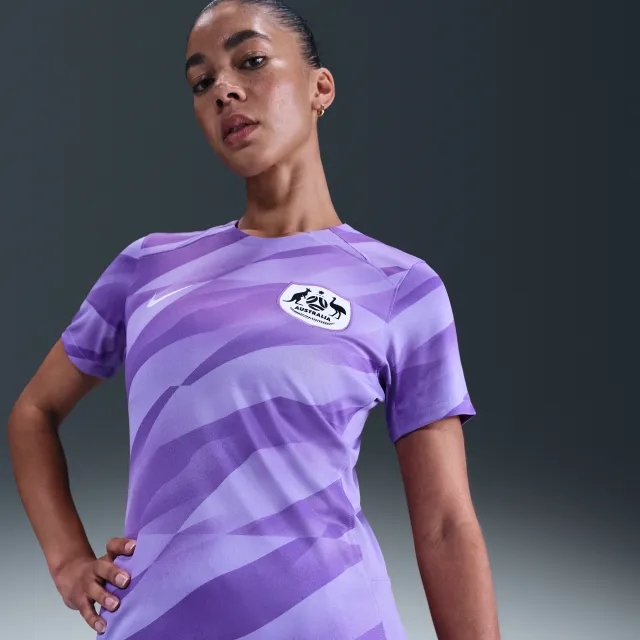 Australia 2024 Stadium Goalkeeper Women's Nike Dri-FIT Football Short-Sleeve Replica Shirt - Purple - Polyester