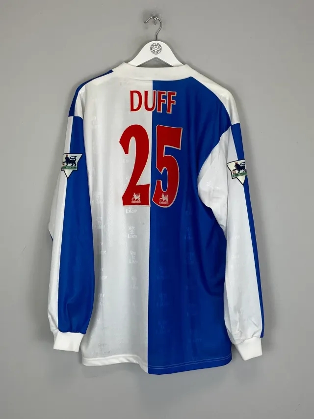 CULT KITS - 1996/98 BLACKBURN ROVERS DUFF #25 L/S HOME SHIRT (XL) ASICS