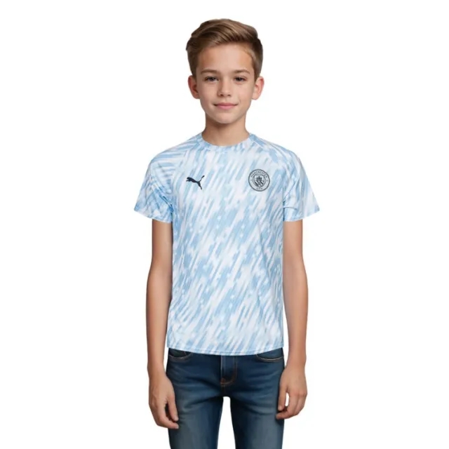 PUMA Manchester City Pre-Match Jersey Youth, Silver Sky, size 11-12 Youth