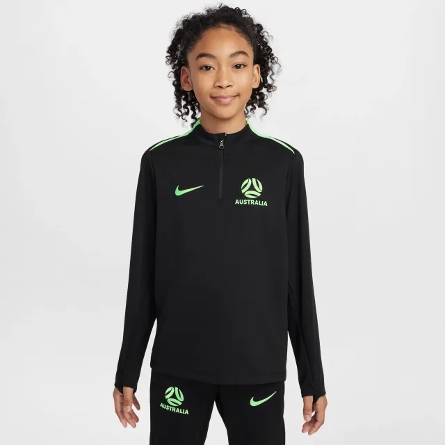 Australia Academy Pro Older Kids' Nike Dri-FIT Football Knit Drill Top - Black - Polyester