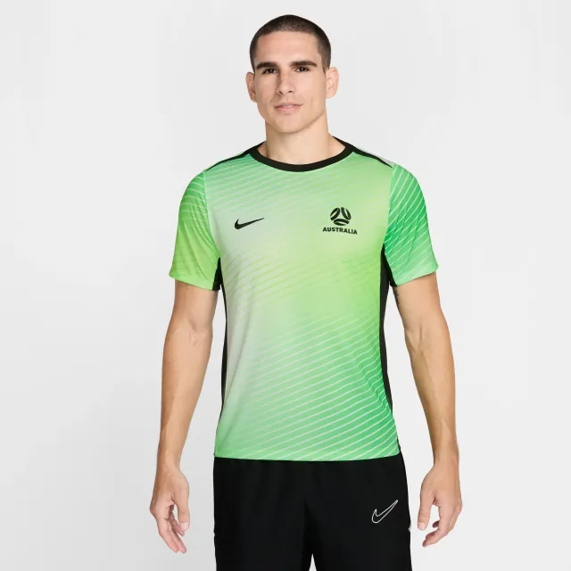 Australia Academy Pro Men's Nike Dri-FIT Football Pre-Match Short-Sleeve Top - Green - Polyester