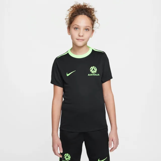 Australia Academy Pro Older Kids' Nike Dri-FIT Football Knit Short-Sleeve Top - Black - Polyester