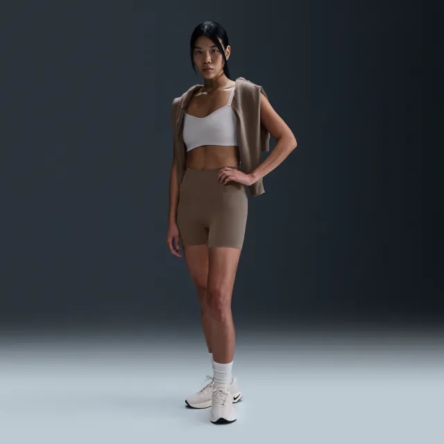 Nike Training Zenvy Dri-Fit Soft Touch High Waisted 5 Inch Shorts In Brown