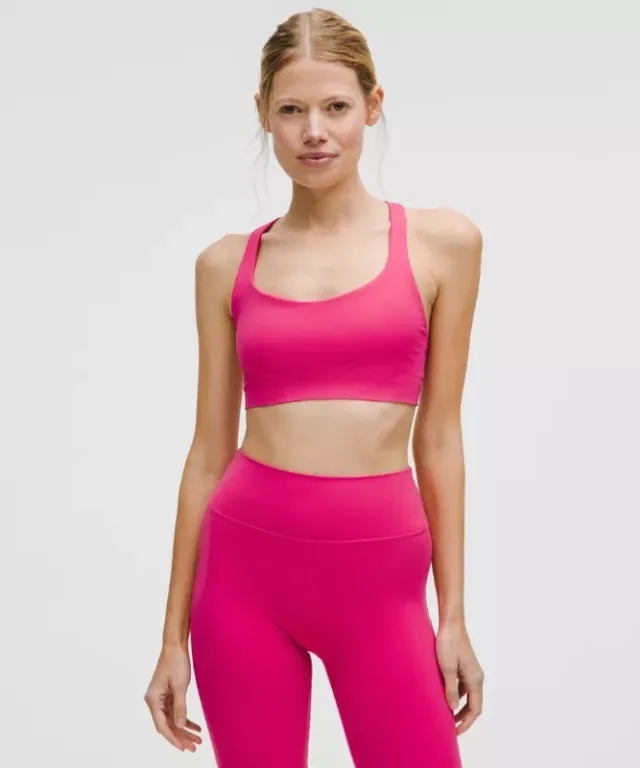 lululemon – Women's FlexyFlex Strappy Yoga Sports Bra Light Support, A-C Cups – Color Pink – Size L/XL