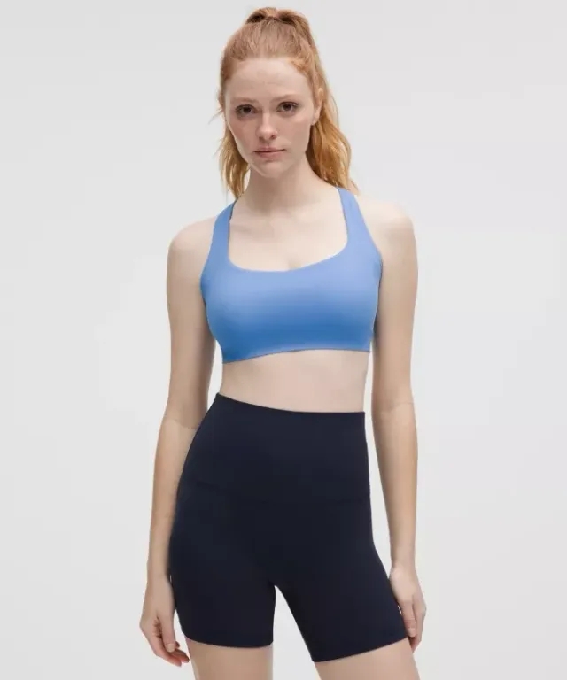 lululemon – Women's FlexyFlex Strappy Yoga Sports Bra Light Support, D-DDD Cups – Color Blue – Size L/XL