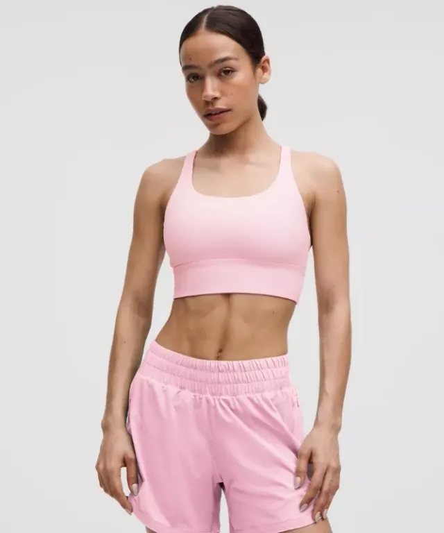 lululemon – Women's Energy Longline Sports Bra Medium Support, B-D Cups – Color Pink – Size 10
