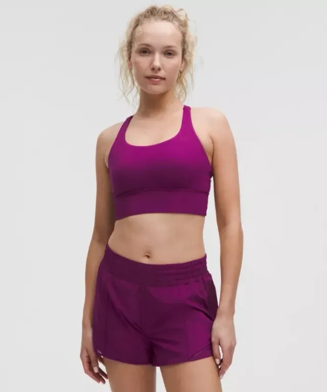 lululemon – Women's Energy Longline Sports Bra Medium Support, B-D Cups – Color Purple – Size 10