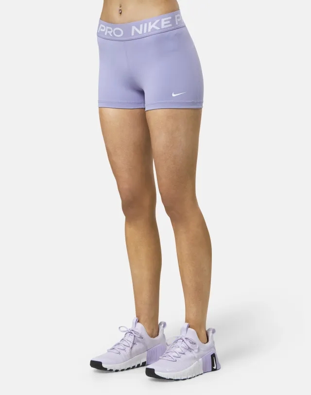 Women's Nike Pro 3in Shorts in Purple/White 