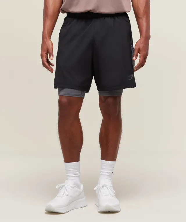  Sport 7" 2 in 1 Shorts - Black/Dark Grey