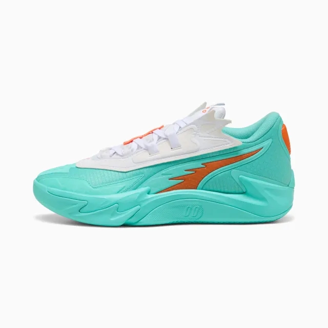 PUMA Scoot Zeros II Shift Basketball Shoes Unisex, Aquatic/Orange Poppy, size 10