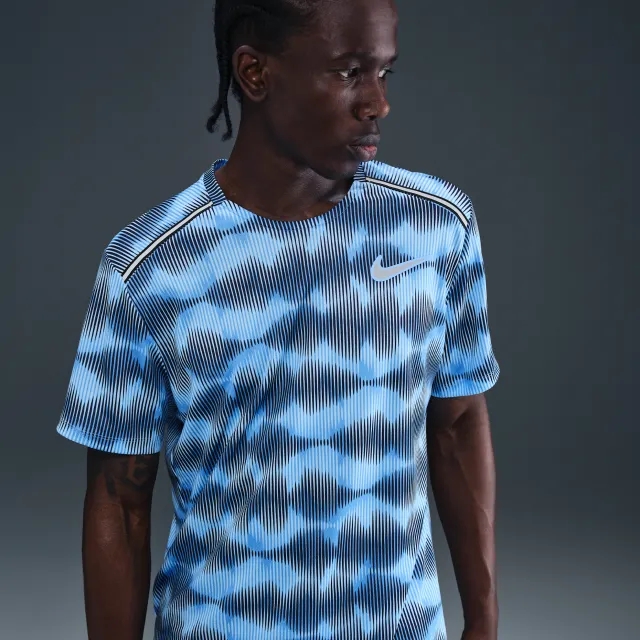Nike Miler Men's Short-Sleeve Running Top - Blue - Polyester