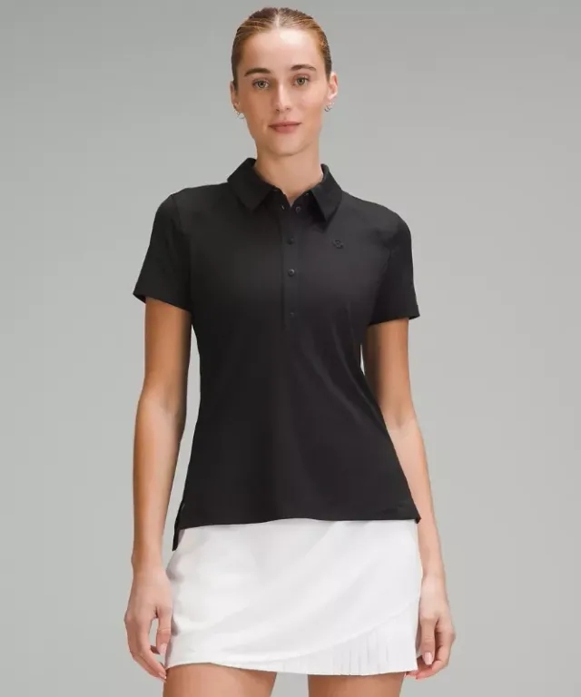 lululemon – Women's Quick-Dry Short-Sleeve Polo Shirt Straight Hem – Color Black – Size 0