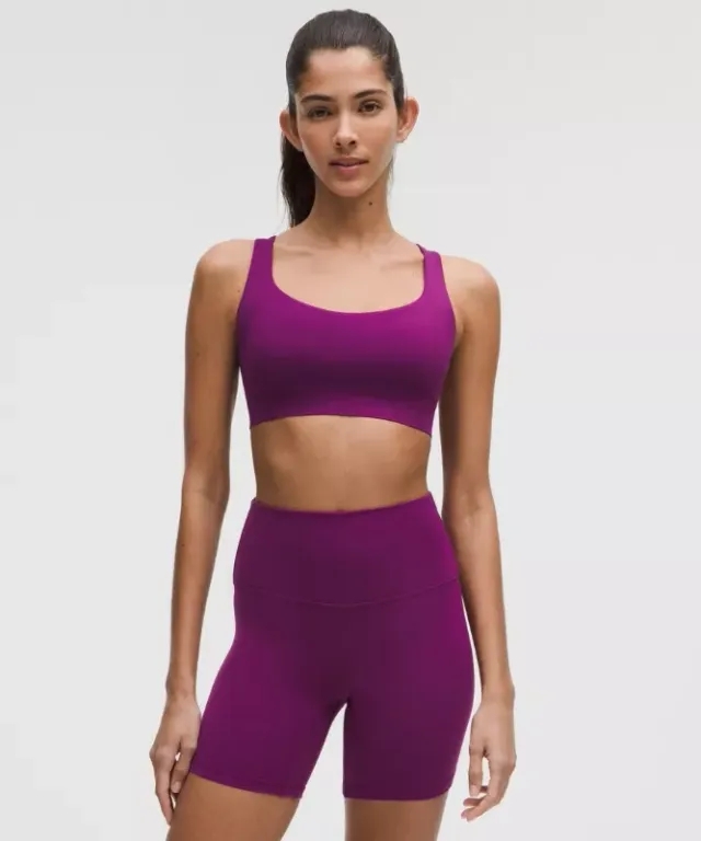 lululemon – Women's FlexyFlex Strappy Yoga Sports Bra Light Support, A-C Cups – Color Purple – Size L/XL