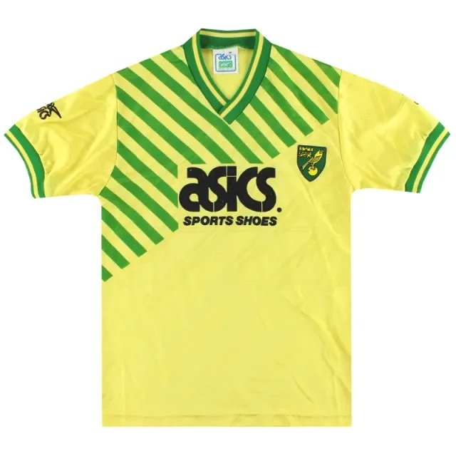 1989-92 Norwich City Asics Home Shirt L - Norwich City / Excellent / Medium