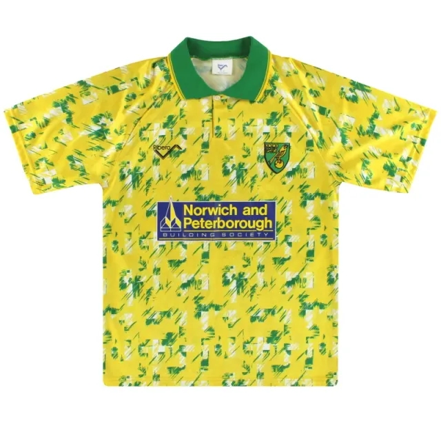 1992-94 Norwich City Ribero Home Shirt L.Boys - Norwich City / Excellent / Large Boys