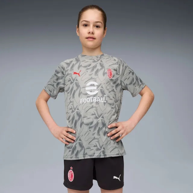 PUMA AC Milan Pre-Match Jersey Youth, Smokey Grey/White, size 11-12 Youth