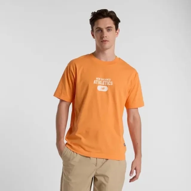 New Balance Men's Heritage Graphic T-Shirt in Orange Cotton