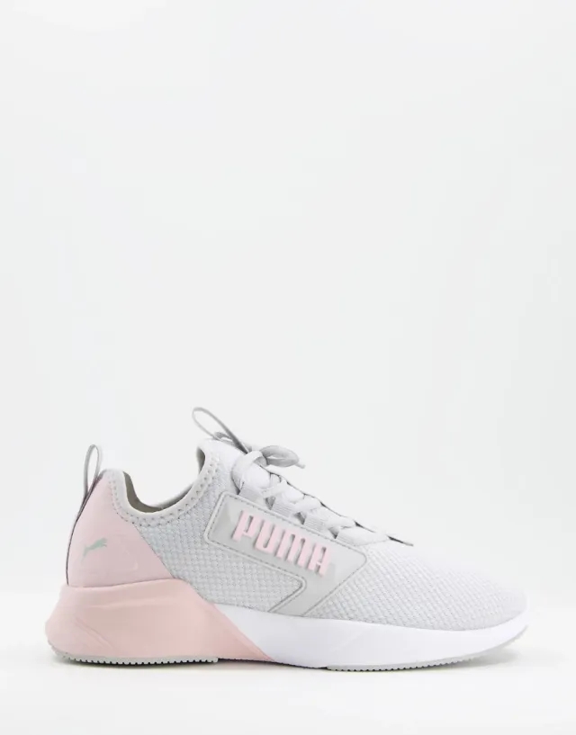 Puma Training Retaliate Mesh Trainers In Grey And Pink