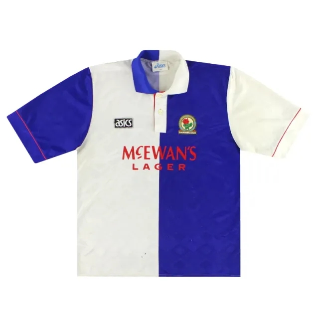 1992-94 Blackburn Asics Home Shirt L - Blackburn Rovers / Good / Large