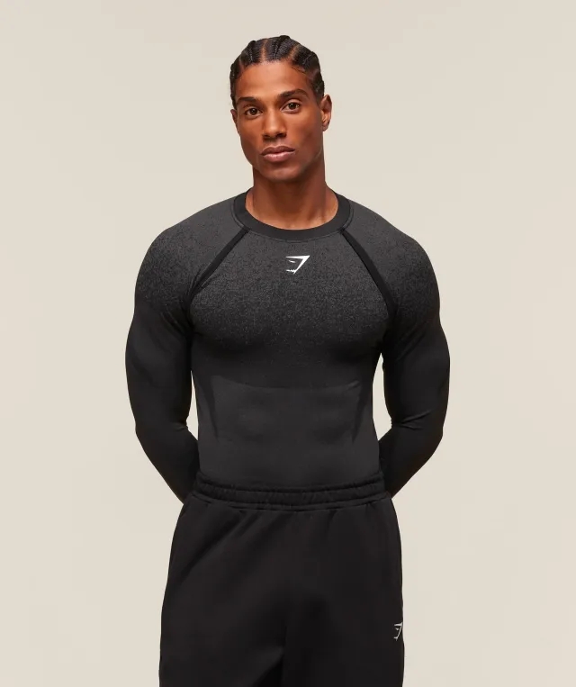 Shadow Seamless Long Sleeve T-Shirt - Black