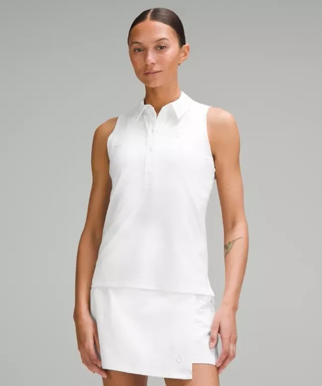 lululemon – Women's Quick-Dry Sleeveless Polo Shirt Straight Hem – Color White – Size 0