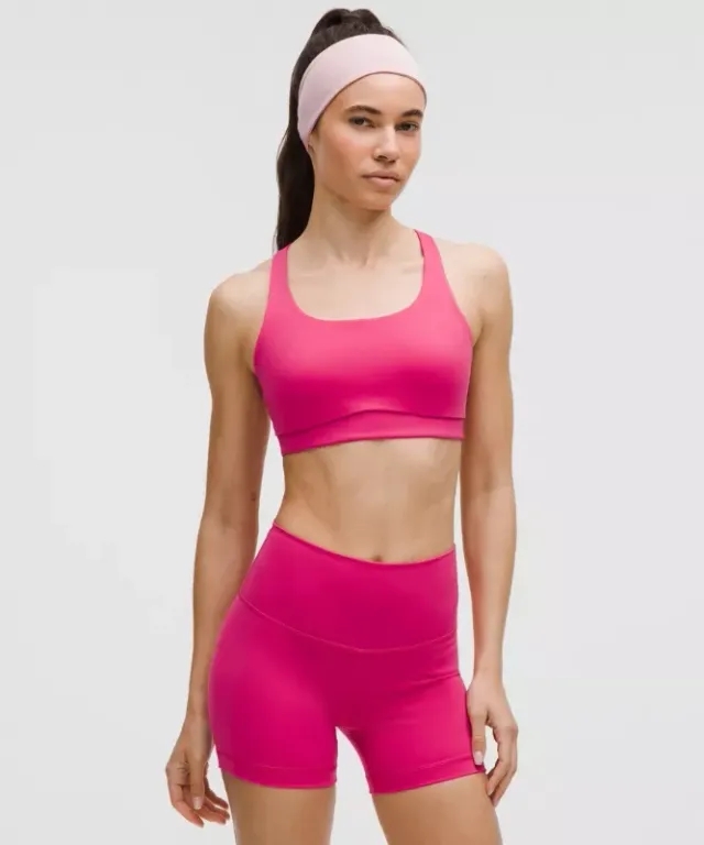 lululemon – Women's Energy Sports Bra Medium Support, B-D Cups Evolve – Color Pink – Size L