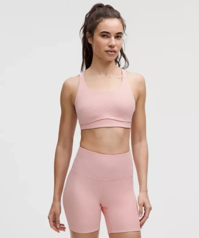 lululemon – Women's Energy Jacquard Sports Bra Medium Support, B-D Cups Evolve – Color Pink – Size L