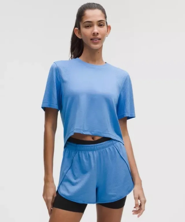 lululemon – Women's Swiftly High-Low Cropped Short-Sleeve Shirt – Color Blue – Size 10